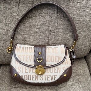 Steve Madden Tan and Brown Logo Shoulder Bag